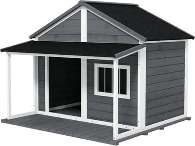 Hondenhok - Buiten - Bench - Ren - Weerbestendig - Kennel - Rek - Grijs