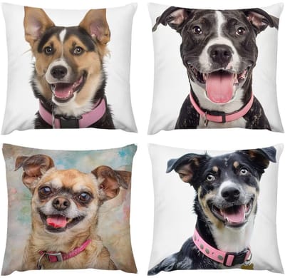 Buitenkussen, Waterafstotend Oppervlak Dierenkussen voor Schattige Honden, Tuinkussensloop, Sofa Balkon Decoratie voor Woonkamer Set van 4 80x80cm, Kussensloop 82x32in G333