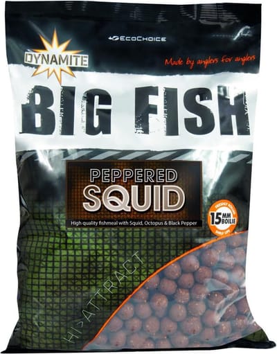 Dynamite Baits Big Fish Boilies | Peppered Squid | 1.8kg 20mm Peppered Squid