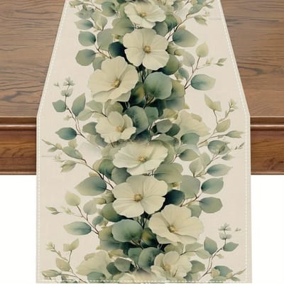 Fabriquée en polyester de première qualité, cette nappe présente un tissage jacquard fin, des broderies florales et des découpes ajourées.. Il est résistant à la chaleur et à la poussière. 150x33cm