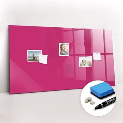 Tulup Whitebord - Kleur Magenta Magneetbord - 120 cm x 60 cm - Magnetisch Bord Kind - Scandinavisch Design Bord - Magneetbord Rechthoekig - Notitiebord Werkplek - Inclusief Gratis Magneten & Marker & Spons - Magnetisch Wandbord - Magnet Board