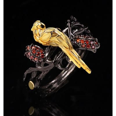 Planten Dieren Papegaai Gesloten Mond Ring Verguld Tweekleurig Zwart Goud Ring Mode Trendy Accessoires No. 10 black