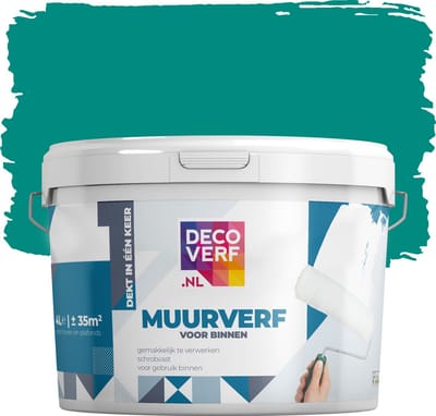 Decoverf muurverf mat aquagroen, 4L