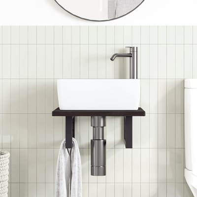 vidaXL - Badkamer - wandschap - staal - en - massief - eikenhout