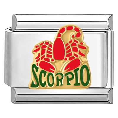 Quiges - Schakel - Bedel - 9mm - charms - Horoscoop Schorpioen - Geschikt voor - armband - Schakelarmband - italy bedels armband