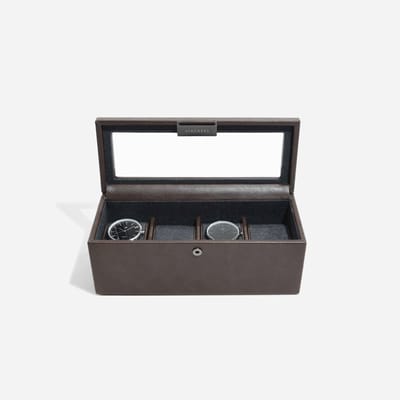 STACKERS BROWN - Luxe Horloge Doos - Opbergdoos - 4 vakken - Heren