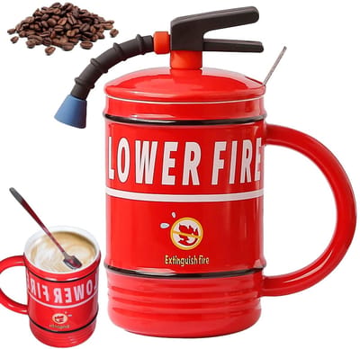 JHUBERS- Brandblusserbeker 480 ml - Gepersonaliseerde Keramische Koffiemok - Uniek Design - Slijtvast - Geschikt voor Kantoor/Camping - Grappige Beker