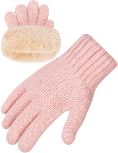 Kinderen Winterhandschoenen, Thermische Gebreide Handschoenen met Fleece Voering, Warme en Rekbare Vingerhandschoenen voor Jongens en Meisjes, Ideaal voor Koude Dagen en Buitenactiviteiten