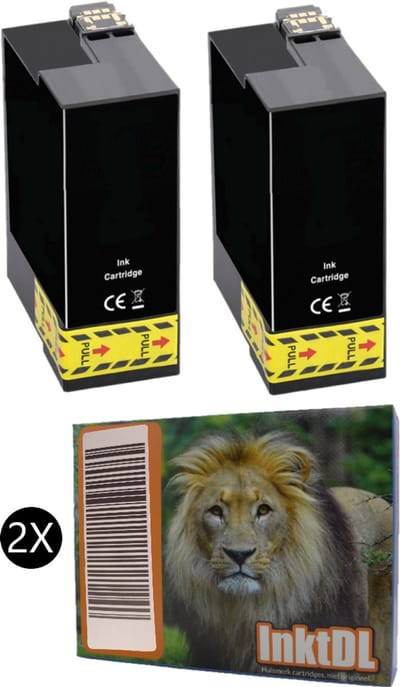 Huismerk geschikt voor Epson 34XL inktcartridges - 2X Zwart - WF-3720DWF - WF-3725DWF - T3471