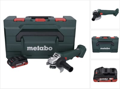 Metabo W 18 L 9-125 accu haakse slijper 18 V 125 mm + 1x accu 4,0 Ah + metaBOX - zonder oplader