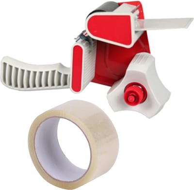 Benson Tape dispenser/houder - kunststof - incl. 2 rollen verpakkingstape