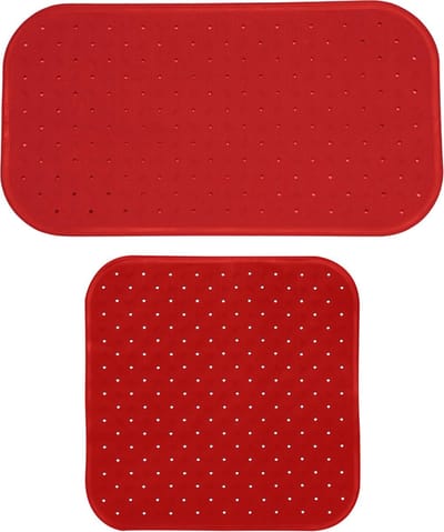 MSV Douche/bad anti-slip matten set badkamer - rubber - 2x stuks - terracotta - 2 formaten