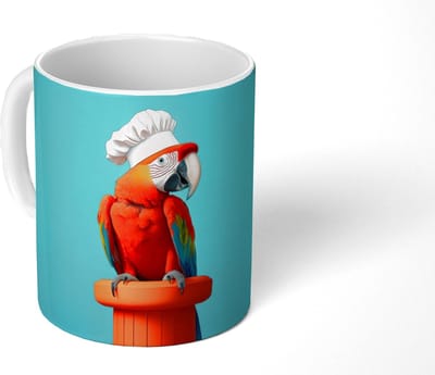 Mok - Koffiemok - Ara - Koksmuts - Sokkel - Grappig - Mokken - 350 ML - Beker - Koffiemokken - Theemok