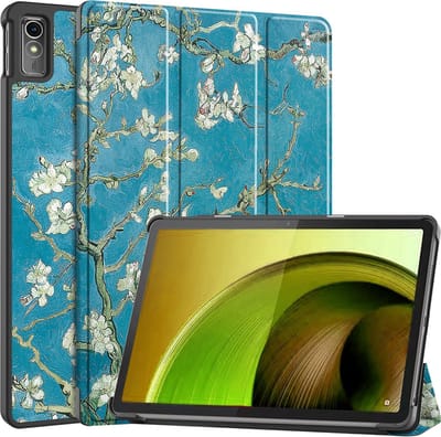 Hoes - Geschikt voor Lenovo Tab M10 5G - Dun & Stevig - Trifold Bookcase - Hard Cover - Hardcover Book Case - Tablet Hoesje - Bloesem