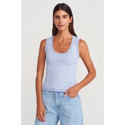 Geribbelde Mouwloze Cami Blouse