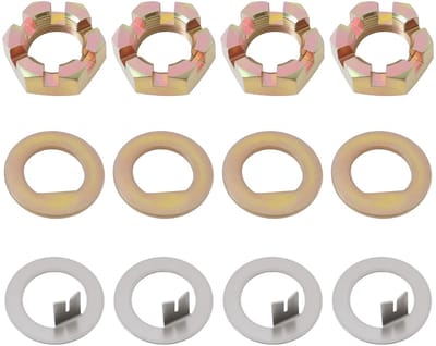 Dailygoods- Spindelmoer 1-inch Set - Aanhangwagen Onderdelen - Kasteelmoeren - D-ringen - Tangringen - Compatibel met EZ-Lube - Aanhangwagenonderdelen