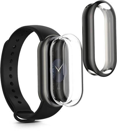 kwmobile 2x smartwatch hoes geschikt voor Xiaomi Mi Band 9 / Smart Band 9 hoesje - Siliconen sporthorloge cover - Activity tracker case in transparant / zwart