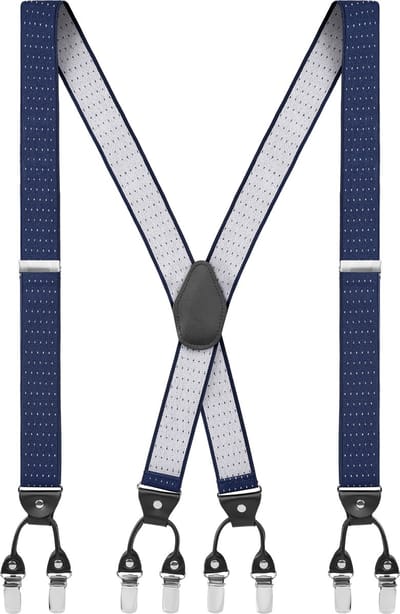 Vexel | Brede Gestippelde Marineblauwe X-vormige Clip Bretels