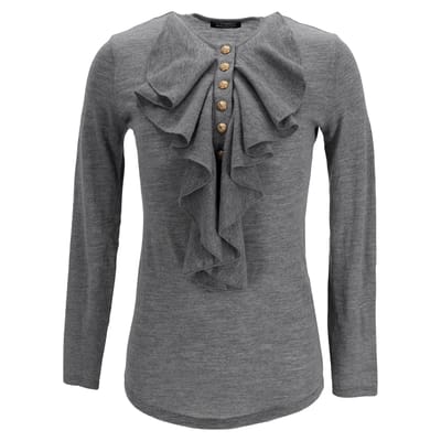 Balmain trui met ruches in grijze wol