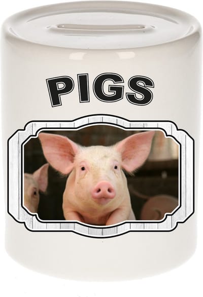 Dieren liefhebber varken spaarpot 9 cm jongens en meisjes - keramiek - Cadeau spaarpotten varkens liefhebber