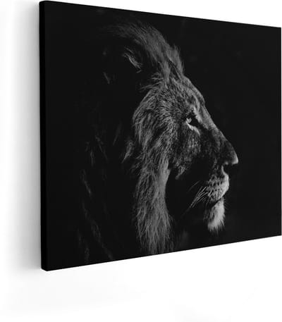 Artaza Canvas Schilderij Leeuwenkop - 50x40 cm - Muurdecoratie Dieren - Wanddecoratie Woonkamer - Kamer Accessoires