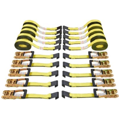 VEVOR 10-delige set spanbanden met ratelsluiting, 0,05 x 9 m, draagvermogen 4536 kg, polyester band met haken van koolstofstaal, ideaal voor motorfietsen, fietsen, kajaks, UTV's, boten en ATV's.