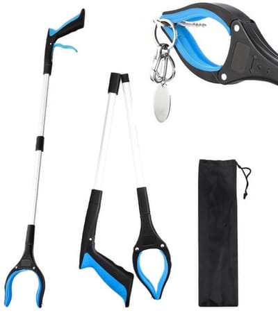 Extra lange grijparm, grijphulpmiddel voor mensen, aluminium afvaltang, lange aluminium grijptang met magnetische grijparm, 360° draaibare kop voor afval/werpen, picker, hand, opvouwbaar, blauw