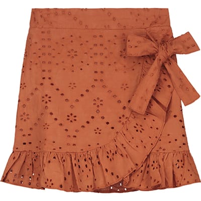 Shiwi Girls California Skirt Broderie Anglaise Spice Route Brown Maat: 140 | Rokken Outlet | Unisex | Bruin