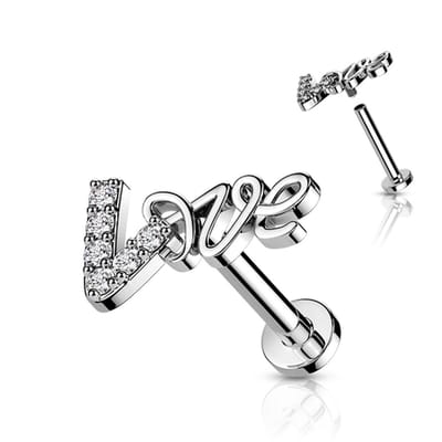 Piercing 'LOVE' 1.2x6 - zilver - LMPiercings