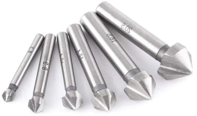 Verzinkfrees Set - 6 stuks voor Ronde Schachtfrees - Afschuining Tool - 3-Fluit - Maten: 6.3mm, 8.3mm, 10.4mm, 12.4mm, 16.5mm, 20.5mm