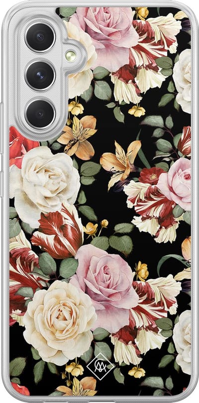 Casimoda® hoesje - Geschikt voor Samsung Galaxy A54 - Bloemen flowerpower - 2-in-1 case - Schokbestendig - Bloemen - Verhoogde randen - Multi, Transparant