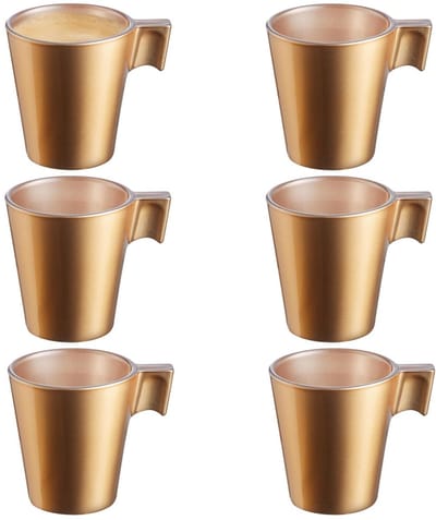 Luminarc Espresso kopjes - 6x - goud metallic - koffiekopjes van 80 ml - 6 x 5.5 cm - keramiek