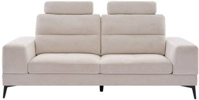 Vente-unique Driezitsbank van beige stof met textuur met schuivende rugleuning UDALIO