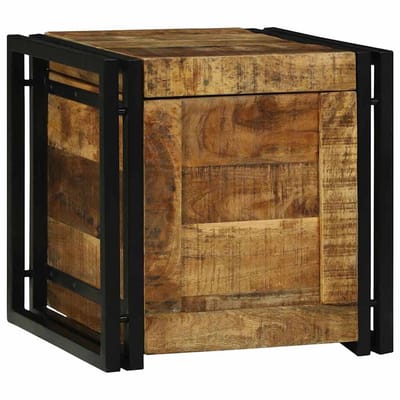 vidaXL - Opbergbox - Bruin - en - Zwart - 40 - x - 40 - x - 40 - cm - Massief - Mango - Hout