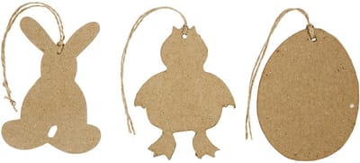 Paas decoraties, konijn, kip en ei, H: 10 cm, 6 stuk/ 1 doos