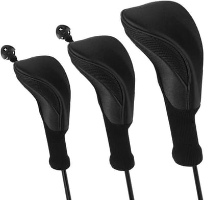 Golfclub Hoesjes - Fairway Woods Covers - Golfen Beschermen - Verwisselbare Nr. Tags - 3 stuks - Zwart
