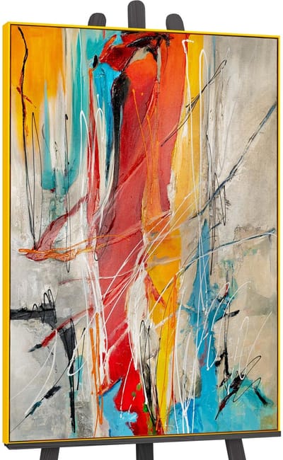 YS Schilderij - Handgeschilderd canvas schilderij - Wanddecoratie moderne Kunst - Kleurrijk - Kunst - Muurdecoratie woonkamer - Slaapkamer decoratie - Kamer accessoires - abstracte schilderijen Kunst - schilderij canvas Yellow 120x80