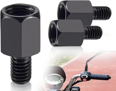Set van 2 spiegeladapters M10 naar M8 voor motorfietsen, betrouwbare achteruitkijkspiegels voor scooter en brommer, zwart