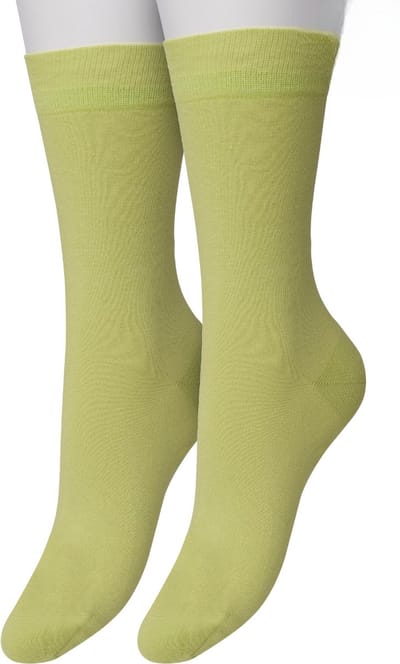 Bonnie Doon Basic Sokken Dames Groen maat 36/42 - 2 paar - Basis Katoenen Sok - Gladde Naden - Brede Boord - Uitstekend Draagcomfort - Perfecte Pasvorm - 2-pack - Multipack - Effen - Limoen Groen - Lime - OL834222.269