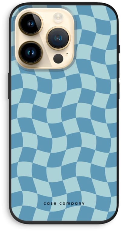 Case Company® - Hoesje geschikt voor iPhone 14 Pro hoesje - Grid Blauw - Biologisch Afbreekbaar Telefoonhoesje - Bescherming alle Kanten en Schermrand