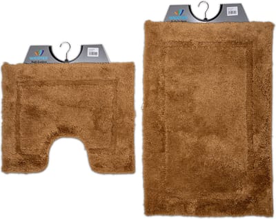 Wicotex - Badmat set met Toiletmat - WC mat met uitsparing Taupe uni - Antislip onderkant