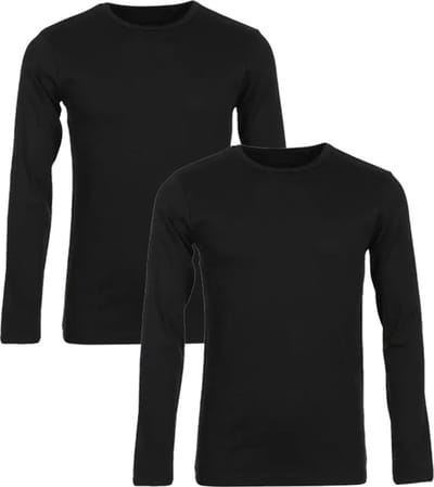 Boru Bamboo 2-pack heren shirt lange mouw - Bamboe ondershirts met ronde hals - Aansluitend - Zwart / XXL