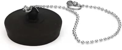 Gootsteenstop - Stop voor gootsteen - Afsluiten wasbakken - Met ketting - 38 mm - Zwart