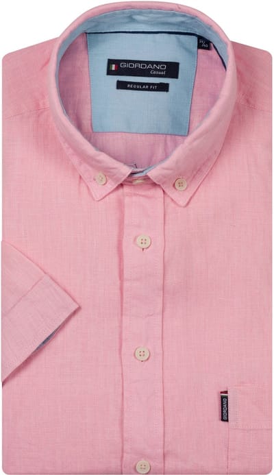 Giordano – League – Heren – Linnen – Korte mouwen – Overhemd – Fuchsia – 616009-50
