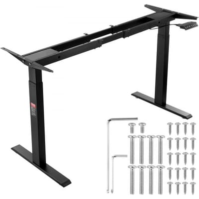 VEVOR bureauframe met dubbele motor, in hoogte verstelbaar van 70-117 cm en in lengte van 110-178 cm, elektrisch bureauframe, ergonomische doe-het-zelf werkplekbasis (alleen zwart frame)