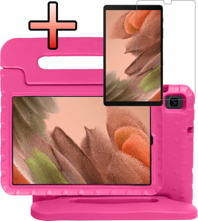 Hoes - Geschikt voor Samsung Galaxy Tab A7 Lite - Met Screenprotector - Kinderhoes Shockproof Bumper - Kidsproof Case - Tablet Hoesje - Kinder Cover - Roze