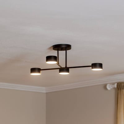 EMIBIG LIGHTING Plafondlamp Modus 4, staal, 4-lamps, GX53, zwart