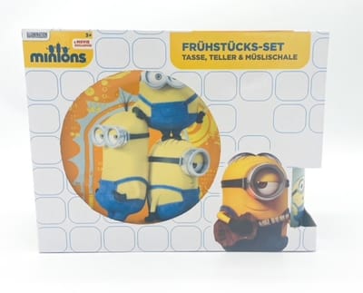 Minions Kinderservies set 3 delig inclusief Bord, Beker en Kom in Kadoverpakking! - Minions servies - Minions kado - Minion -