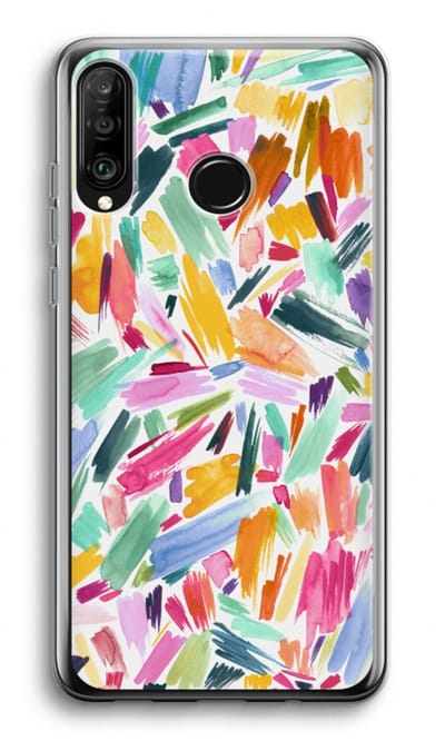 Case Company® - Hoesje geschikt voor Huawei P30 Lite hoesje - Watercolor Brushstrokes - Soft Cover Telefoonhoesje - Bescherming aan alle Kanten en Schermrand