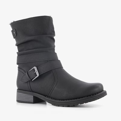 Blue Box gevoerde dames enkellaarsjes met gesp zwart - Maat 36